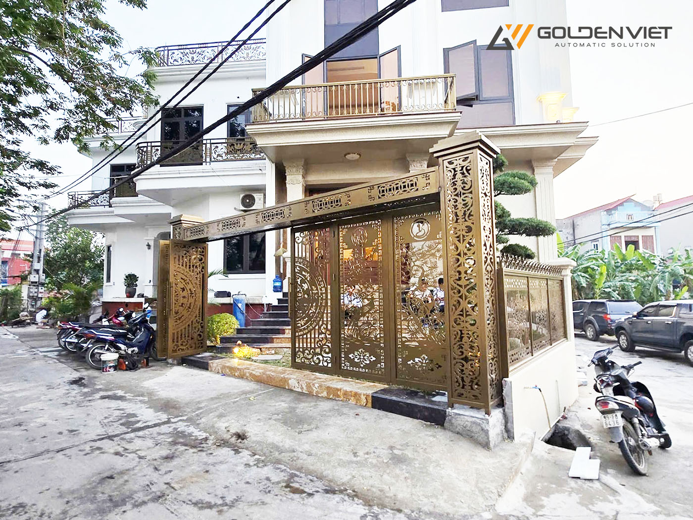 Lắp đặt động cơ âm sàn Vulcan V2 cho mẫu cổng biệt thự